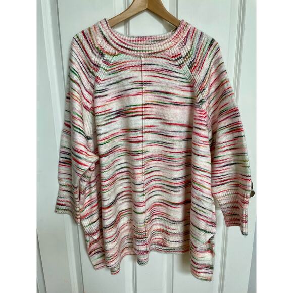 NWT Lou & Grey for Loft Spacedye Seamed Poncho Sweater Striped Large/XL - Picture 2 of 7